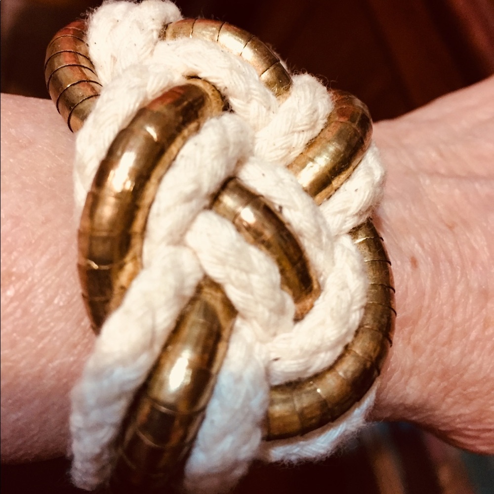 Braided yarn and gold  bracelet